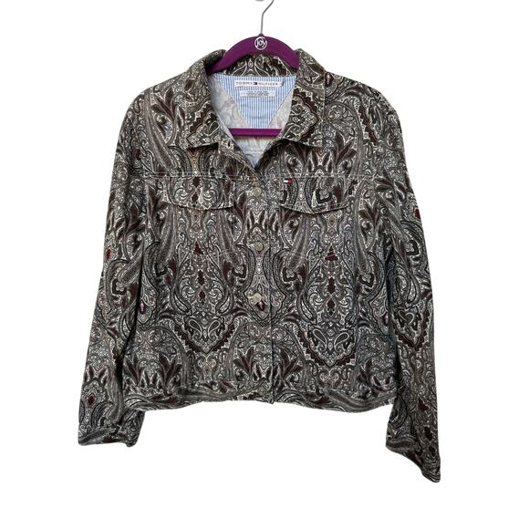 Tommy Hilfiger Paisley Print Jacket Shacket Button Down Brown Women's Sz XL - Picture 8 of 8